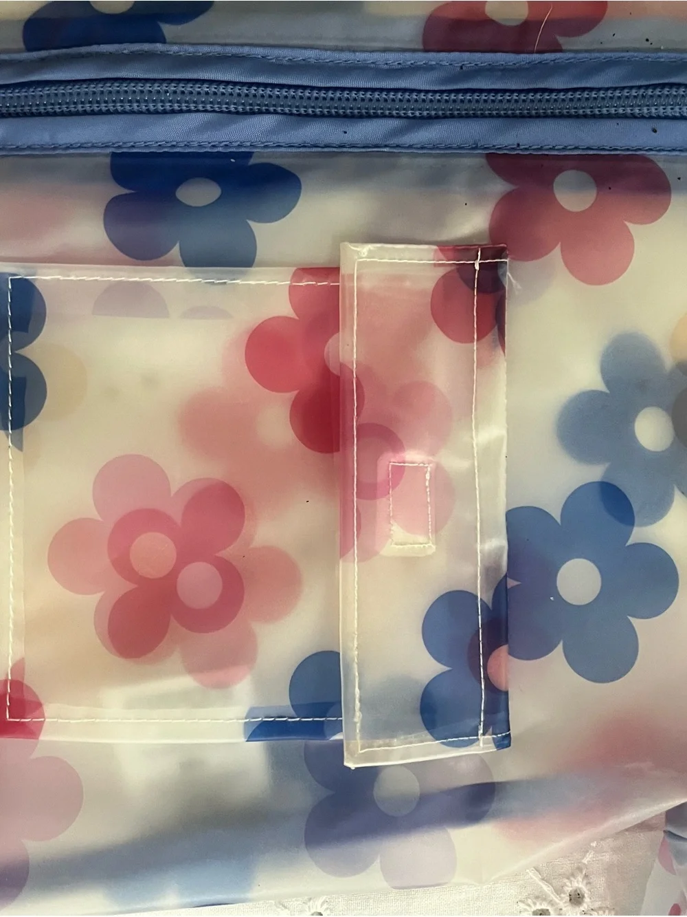 12 months Gymboree Clear Floral Raincoat with Pink and Blue Flowers